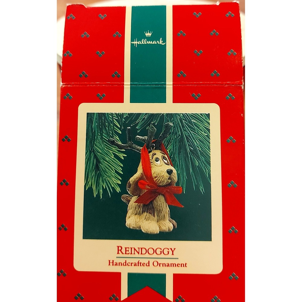 Vintage 1987 Hallmark Keepsake Ornament Reindoggy Handcrafted Dog QX452-7 Boxed